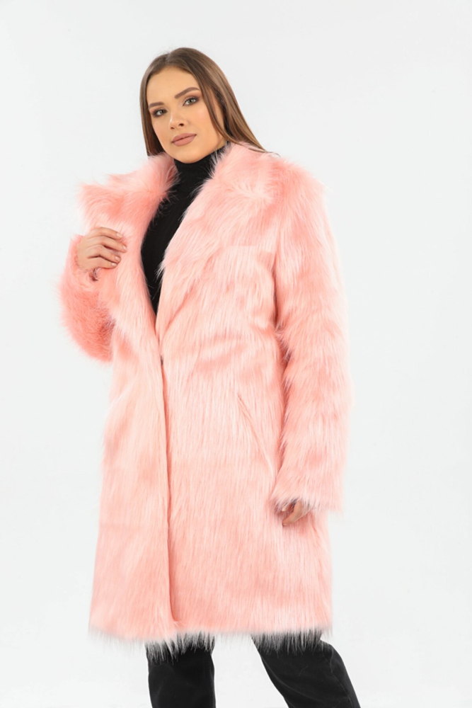 Finley Suni Kürk Pembe Kadın Kaban