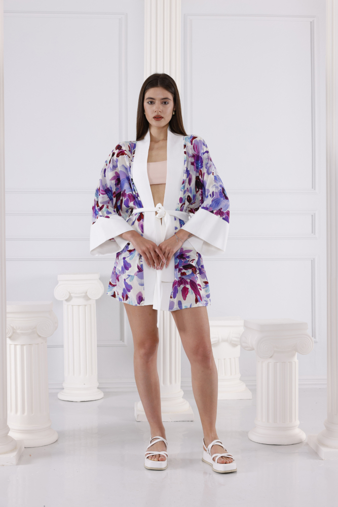 Jesica Vegan İpek CUPRO Kısa Kimono