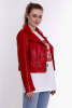 Suni Deri Kırmızı Kadın Mont