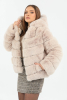 Vera Suni Kürk Kapşonlu Bej Kadın Mont