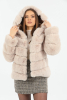 Vera Suni Kürk Kapşonlu Bej Kadın Mont