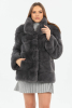 Suni Kürk Koyu Gri Kadın Kaban