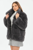 Suni Kürk Koyu Gri Kadın Kaban