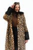 True Suni Kürk Leopar Desenli Kadın Kaban