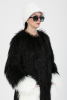Noria Suni Kürk Siyah Beyaz Cepli/Kollu Uzun Tüylü Kaban