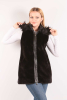 Suni Kürklü Kapitoneli Kapşonlu Kumaş Siyah Kadın Yelek