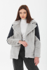Suni Kürklü Kapitoneli Kumaş Gri Kadın Kaban
