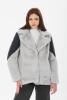 Suni Kürklü Kapitoneli Kumaş Gri Kadın Kaban