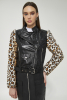 Faux Leather Biker Jacket Leopard